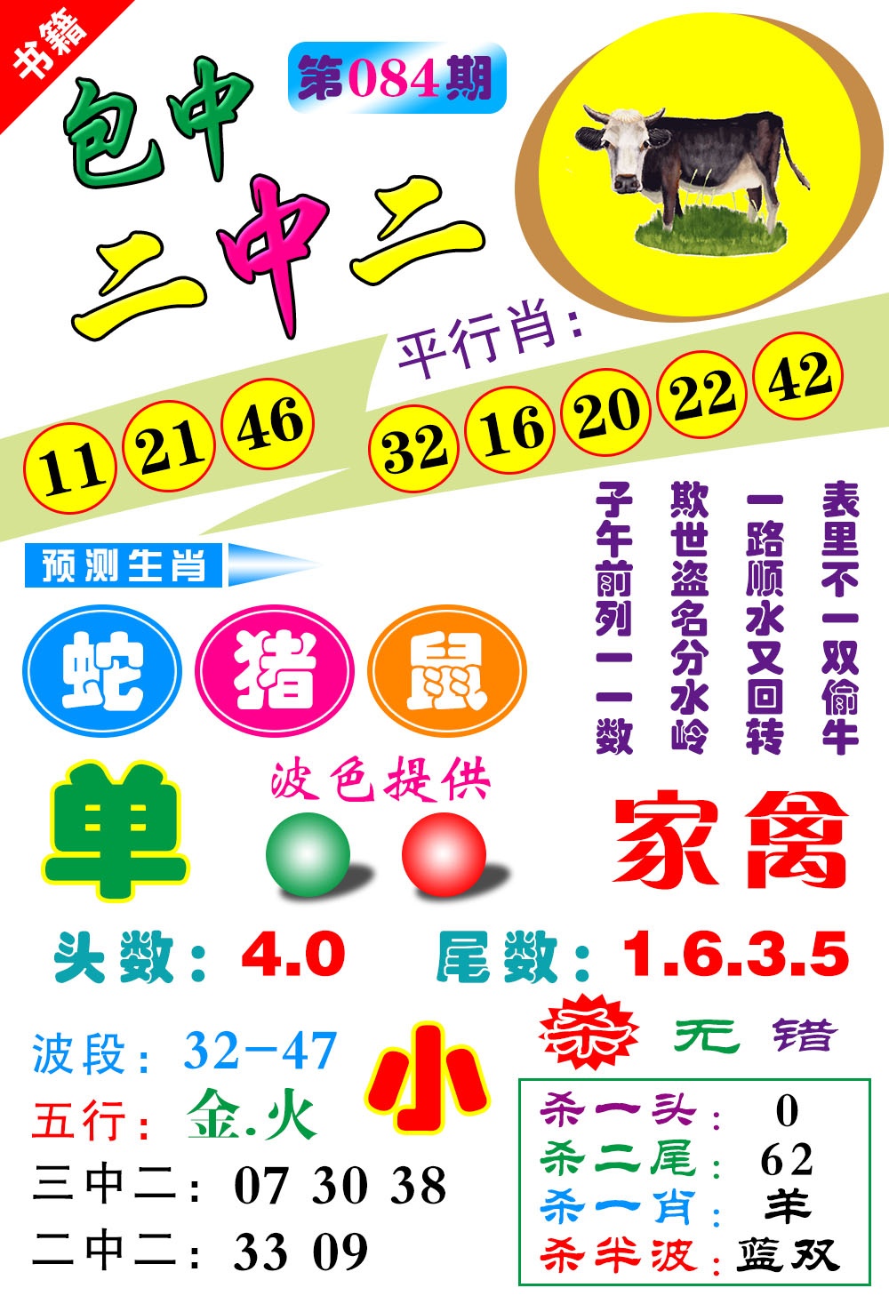 084期澳门预测生肖[图]